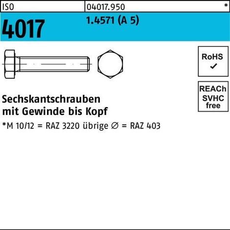 Sechskantschraube ISO 4017 VG M16x 45 A 5 1 Stück (1/2)