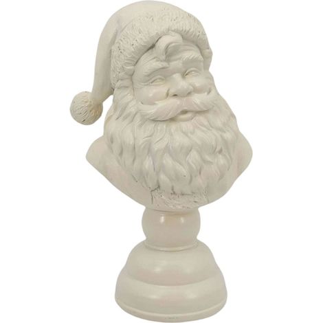 Buste De Père Noël - Résine Blanche - 25 Cm - Décoration De Table Noël - Balcon Bureau Étagère - 1 Pièce (1/5)
