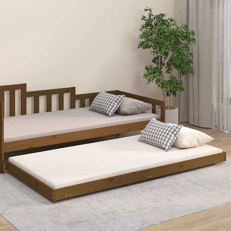 vidaXL Estructura de cama madera maciza pino marrón miel 100x200 cm (1/5)