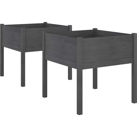 Fioriere da Giardino 2 pz Grigie 70x70x70 cm in Legno di Pino vidaXL (1/5)