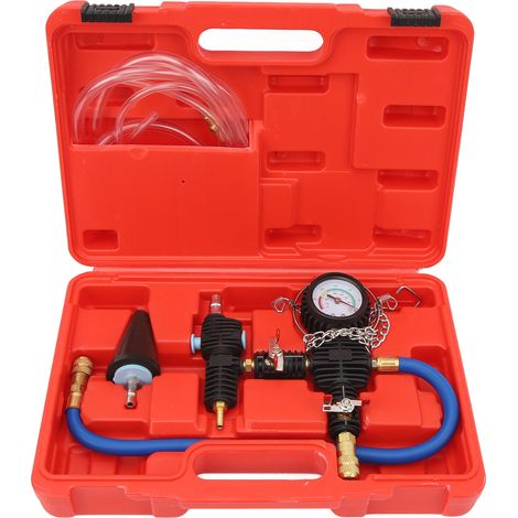 Kit d'outils de remplissage de liquide de refroidissement, manomètre de précision 90 psi, tuyau flexible, kit de testeur de pression de radiateur, type universel, convient à divers véhicules. (1/5)