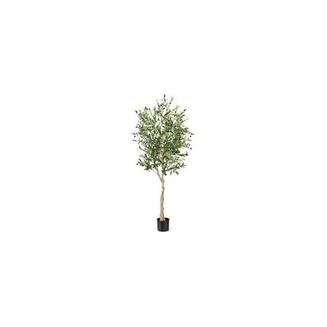COSTWAY Árbol Artificial de Olivo, 182 cm Plantas Artificiales Decorativas de Olivo de Imitación en Maceta, Plantas Naturales Interior, Árbol de Seda de Olivo para Oficina Casa