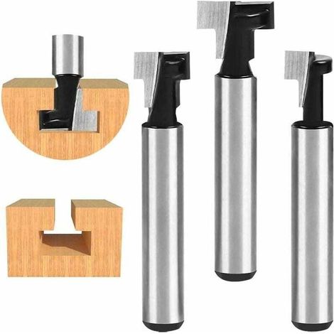 ZVD 8mm Fraise en Rainure en T, Routeur à Rainure en T Forme Routeur Bits, 3Pcs (7.93/9.52/12.7mm) Queue de fraise avec Lame Fraises à Bois Pour Outils électriques Outil de Menuiserie (1/4)