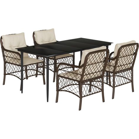 Maison Exclusive - Set comedor de jardín 5 piezas y cojines ratán (1/5)