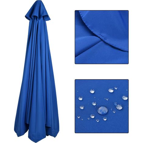 Parasol de Terrasse de 2,7 M, Auvent de Rechange pour Parapluie D'extérieur à 6 Baleines, Dessus de Parasol de Table de Marché, Auvent en Tissu Imperméable pour Parasol pour(8 côtes bleu marine) (1/5)