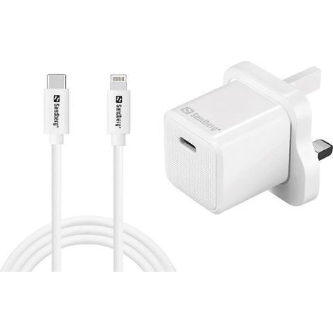 Compatible avec le chargeur secteur USB-C 20 W Sandberg (version britannique) + câble Lightning de 1 mètre (1/5)