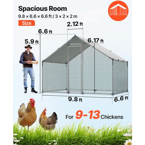 Grand Enclos Poulailler en Métal 3x2x2 m, Parc Grillagé pour Poules, Canards, Volailles et Lapins, Poulailler Extérieur Accessible… (1/5)