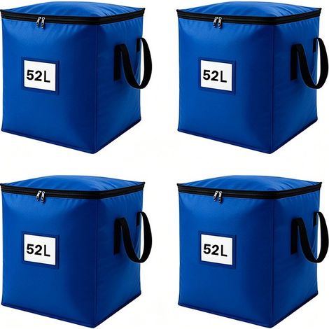 Grand sac de rangement pour vêtements en coton matelassé, tissé en PE, pliable et portable, bleu 90 L et bleu 51 L (lot de 4) (1/5)