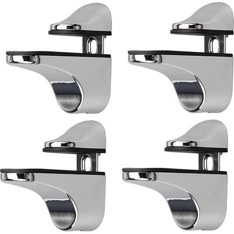 Support D'étagère en Verre Réglable, 4 Pcs Support D'étagère en Verre, Pince en Verre à Fixation Murale, Support pour Étagères en Verre (1/5)