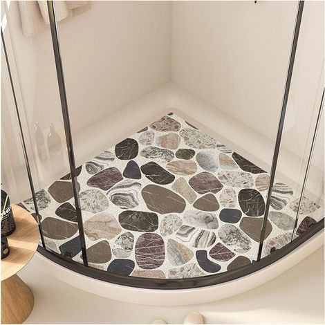 Rutschfeste Eckduschmatte, schimmelresistente Luffa-Badematte, Duschkabinenmatte für Badewanne, geometrisches Muster, waschbar, 55 cm