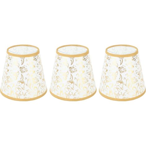 Abat-jour en tissu à clipser, style moderne, pour ampoule E14, lustre ou lampe de table, lot de 3, couleur or (1/5)