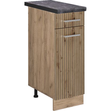 Meuble cuisine R-Line, Chêne Artisan, 30 cm , PT Anthracite, Vicco (1/5)