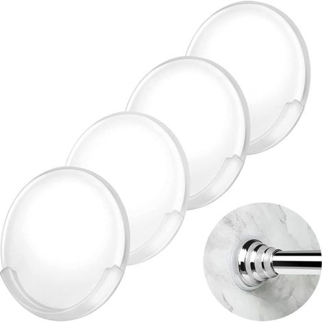 Quatre supports adhésifs pour tringle à rideau de douche, antidérapants et fixés au mur, adaptés aux tringles à rideau de douche de salle de bain, sans perçage (tringle à rideau de douche non incluse) (1/4)