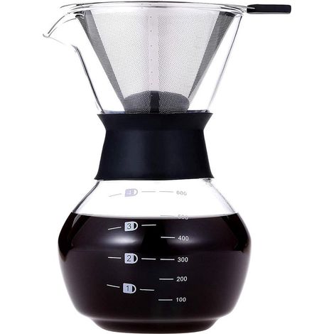Verseur manuel sur cafetière cafetière carafe avec filtre permanent en acier inoxydable (600 ml)- (1/5)