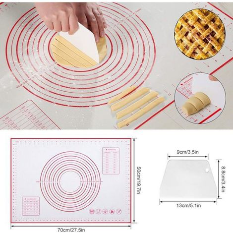 Tapis cuisson silicone rouge 70x50cm antiadhérent sans BPA graduations rouge FEUILLE DE CUISSON (1/5)