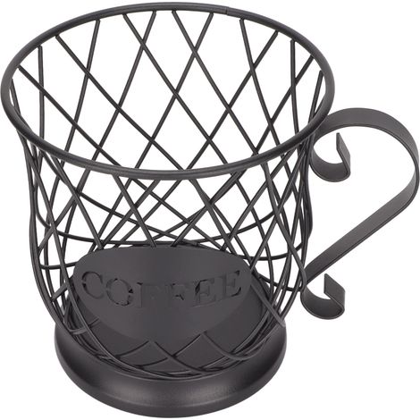 Porte-capsules de café en fer forgé, grande capacité, panier de rangement pour capsules de café, idéal pour la maison, le bureau et les cafés (noir) (1/5)