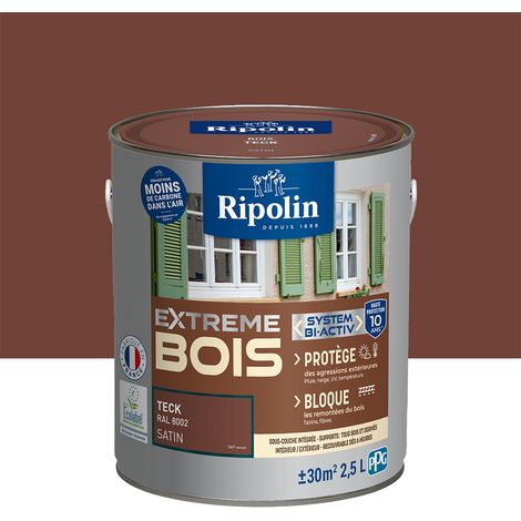 Ripolin – Peinture satin pour bois intérieur et extérieur 2,5L – Teck – Haute protection 10 ans – Résistance intempéries et UV (1/10)