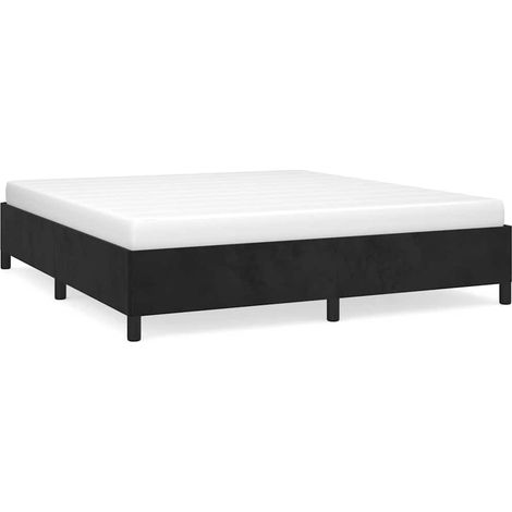 Lit double pour adulte - Cadre de lit Noir 160x200 cm Velours BV213080 - BonneVie (1/5)