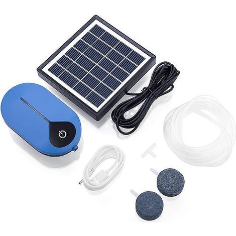 Kit de pompe à air solaire 20242022, oxygénateur portable USB pour aquarium, aérateur de bassin avec tuyau et pierre à air pour jardin, jardin et étang de pêche. (1/2)