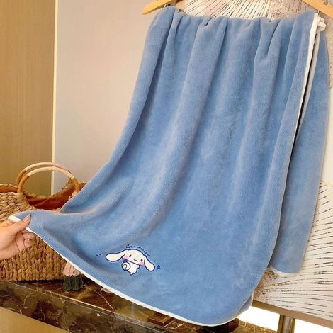 Serviette de bain en velours corail, mignonne, motif dessin animé, très absorbante, séchage rapide, ultra douce, pour enfants et adultes, bleue, 140 x 70 cm (1/5)