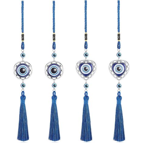 4 pièces d'accessoires de plafond de l'œil de la richesse, les yeux bleus turcs mauvais pendre l'amulette de protection des yeux mauvais pendre les accessoires de rétroviseurs (1/5)
