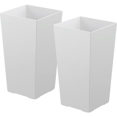 Mophorn Macetas Altas para Plantas de 550 mm, Juego de 2 Unidades, Maceteros Grandes para Uso Interior y Exterior, Diseño Cónico Cuadrado con Depósito, Estilo Moderno, Material Plástico (1/5)