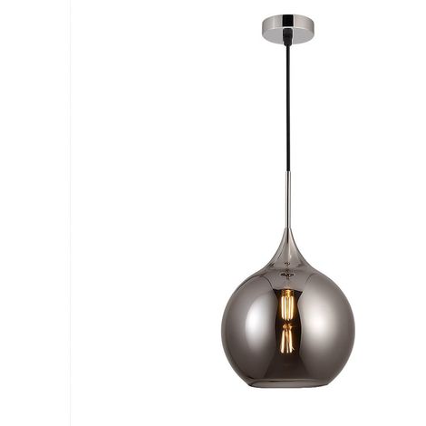 TrAdE Shop Traesio - Lampadario A Sospensione Decorativa In Metallo Con Sfera In Vetro Attacco E27 Ip20 A72 - Grigio Argento (1/5)