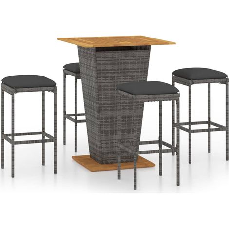 Maison Exclusive - Set da Bar da Giardino 5 pz con Cuscini in Polyrattan Grigio