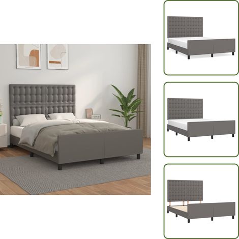 Cadre de lit sans matelas gris 140x190 cm similicuir - Cadre De Lit - Lit Double - Lit Avec Têted'appui - Literie - Meubles De Chambre