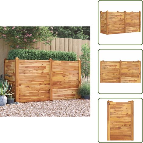 The Living Store Lit surélevé de jardin 160x60x84 cm bois massif d'acacia - Jardinière (1/5)