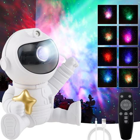 Projecteur de galaxie astronaute, veilleuse ciel étoilé avec nébuleuse et télécommande, projecteur lumineux astronaute rotatif à 360° (1/5)