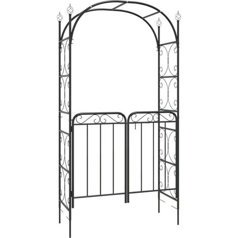 Arche de jardin, portail noir, 108 x 45 x 235 cm, acier