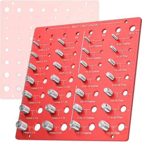 Calibrador de roscas para tuercas y tornillos de aleación de aluminio en medidas métricas e imperiales: una práctica herramienta para la identificación de roscas. (1/5)