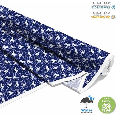 OUTDOOR DEKOSTOFFE OXFORD - Motiv Einhorn und Blumen