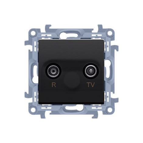 Presa terminale antenna R-TV, separata (modulo), 1x ingresso: 5-862 MHz, nero opaco, SIMON10