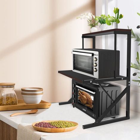 Support de Four à Micro-Ondes Étagère de Rangement pour Micro-Ondes Multifonction Etagère de Stockage Étagère de Cuisine Support Tablette (Noir) (1/5)