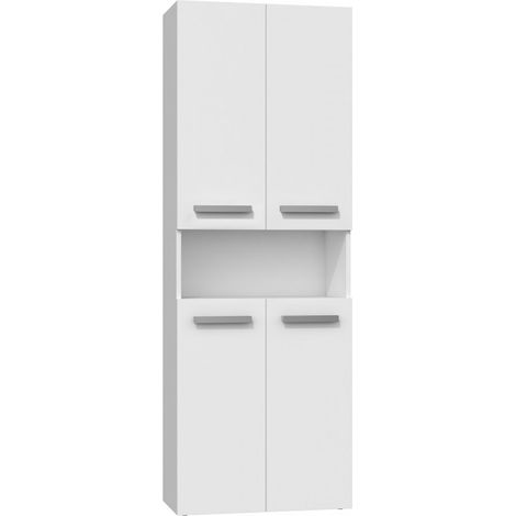 Badschrank NEL 1K DK Weiß matt 60x174x30 cm mit Wäschekorb (1/4)