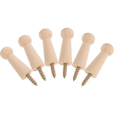 6 crochets muraux bois, blanc, pour salle de bain et bureau (1/5)