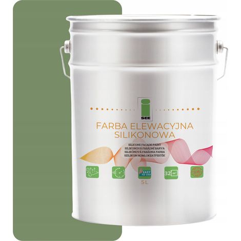 Peinture silicone pour façade vert olive 5L + anti-algues (1/5)