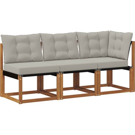 Outdoor Mittel- und Ecksofa mit Kissen 3 Stück Natur vidaXL