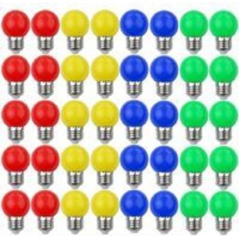 Lot de 40 Ampoule Couleur LED 3W, Ampoule E27 Mini Globe, pour Mariages, Halloween, Noël (1/2)