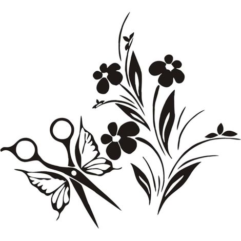 Autocollant Noir sans Résidu en Pvc pour Salon de Coiffure Facile à Retirer Ciseaux Décoratif Mural pour Vitrine de Barber Shop (1/5)