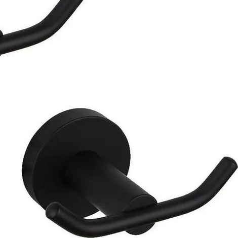 Porte-manteau noir mat pour salle de bain SUS 304 en acier inoxydable double couche porte-serviettes/peignoirs, 2 pièces (1/5)