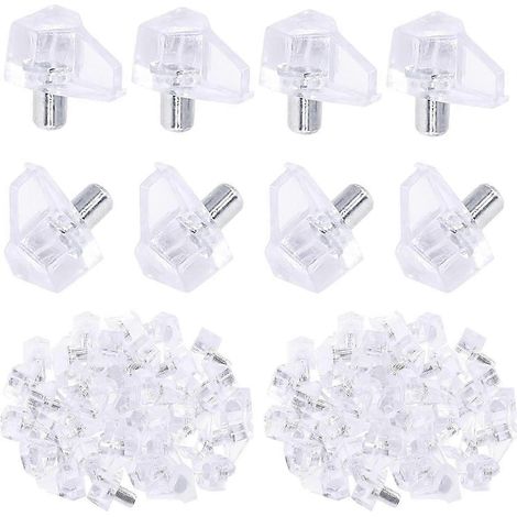 Lot de 40 supports d'étagère transparents de 3 mm, chevilles de support d'étagère en plastique transparent, fixations pour étagères et meubles. (1/4)