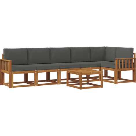 Conjunto de sofás de exterior 7 uds. Natural y Antracita vidaXL (1/5)