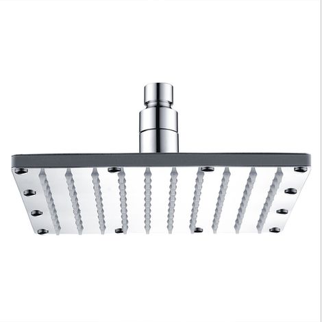 Cabezal de ducha de lluvia LED cuadrado de 20 cm (8 pulgadas), cambio de color RGB automático, sensor de temperatura, alimentación hidráulica, sin pilas, para baño. (1/5)