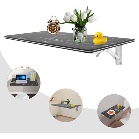 Tables de Salle à Manger Multifonctionnelle,Table Mural Rabattable, Bureau d'ordinateur,Petite Maison Table à Manger Pliable, MDF, 80x40cm - Noir (1/5)