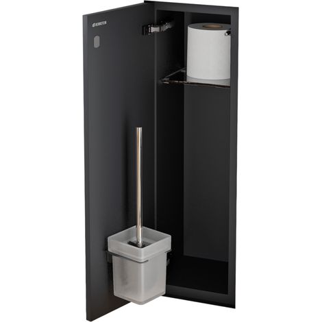 BERNSTEIN - Niche module à carreler acier inox WC encastré 16x16x58 (LxPxH) porte brosse toilettes + 1 étagère, charnière à droite - RIA (1/5)