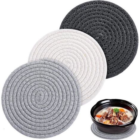 Dessous de plat - Coton tressé - Résistant à la chaleur - 17,8 cm - Lot de 4 (1/4)