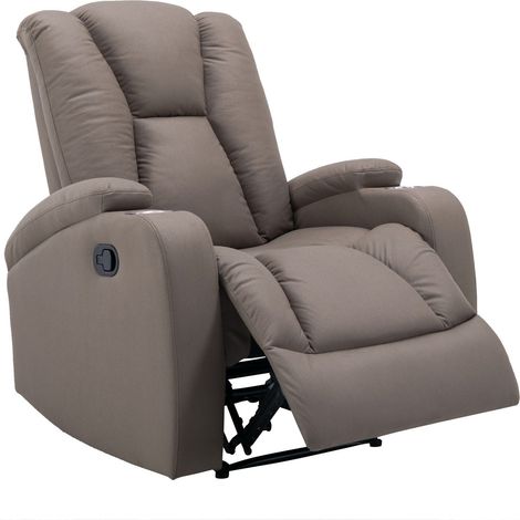 Fauteuil relax en tissu en microfibre marron CLARENCE